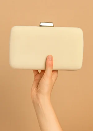 Bolso clutch de antelina amarillo claro