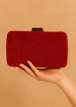 Bolso clutch de antelina granate