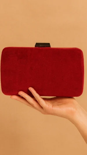 Bolso clutch de antelina granate