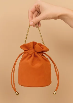 Bolso bombonera de antelina naranja