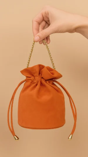 Bolso bombonera de antelina naranja