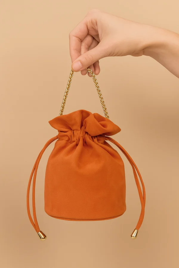 Bolso bombonera de antelina naranja