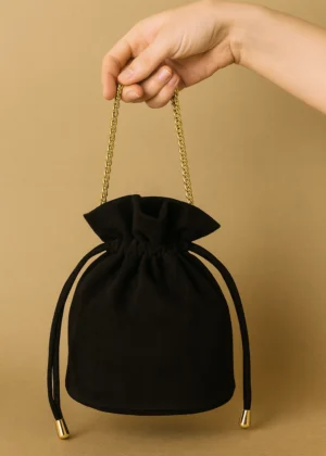 Bolso bombonera de antelina negro