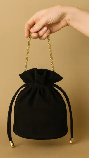 Bolso bombonera de antelina negro
