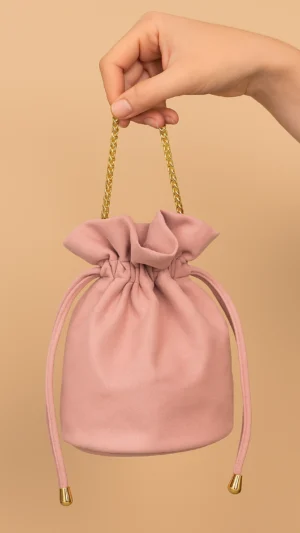 Bolso bombonera de antelina rosa
