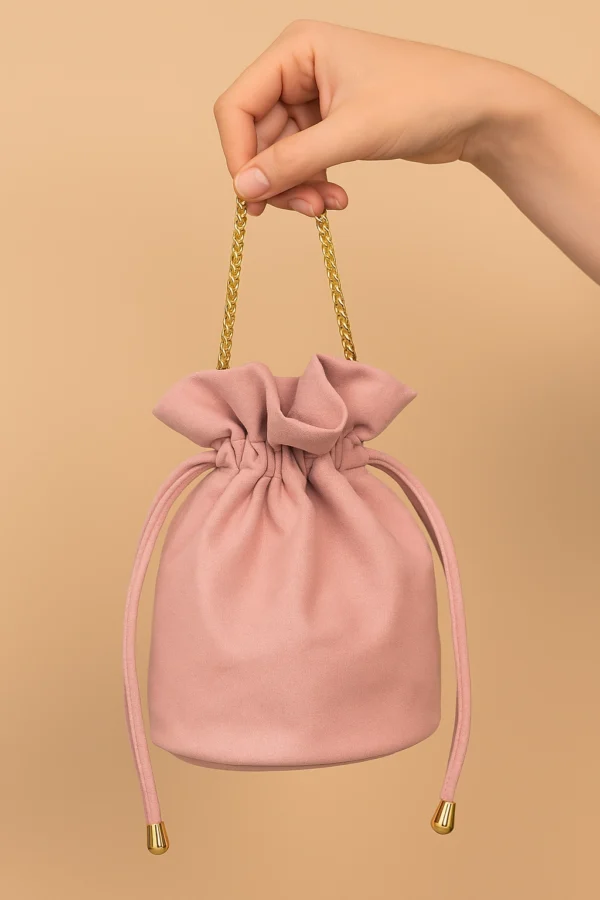 Bolso bombonera de antelina rosa