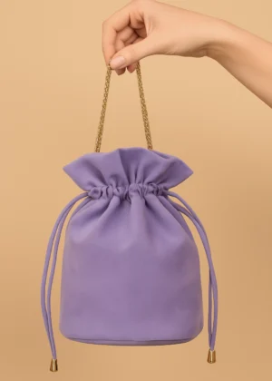 Bolso bombonera de antelina violeta
