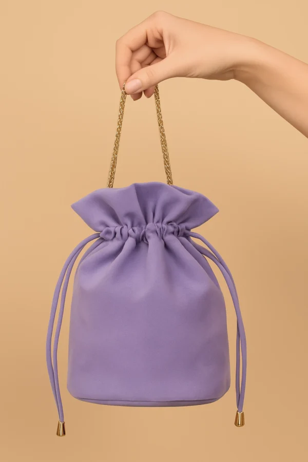 Bolso bombonera de antelina violeta