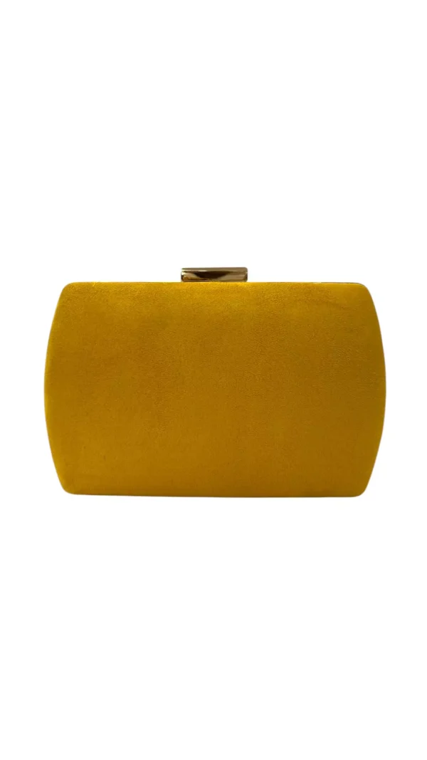 Bolso clutch de fiesta de antelina redondeado mostaza