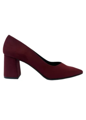 Zapato de tacón ancho bajo granate