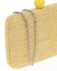 Bolso clutch de rafia amarillo con cierre de bola