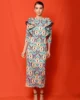 Vestido de fiesta midi con espalda abierta estampado
