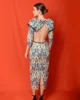Vestido de fiesta midi con espalda abierta estampado