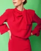 Vestido de fiesta midi con lazada al cuello rojo Vestido de fiesta midi con lazada al cuello rojo