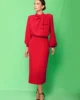 Vestido de fiesta midi con lazada al cuello rojo Vestido de fiesta midi con lazada al cuello rojo