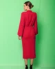 Vestido de fiesta midi con lazada al cuello rojo