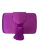 Clutch ovalado violeta con borla de flecos