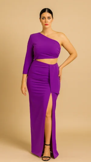 Vestido de fiesta largo de dos piezas morado