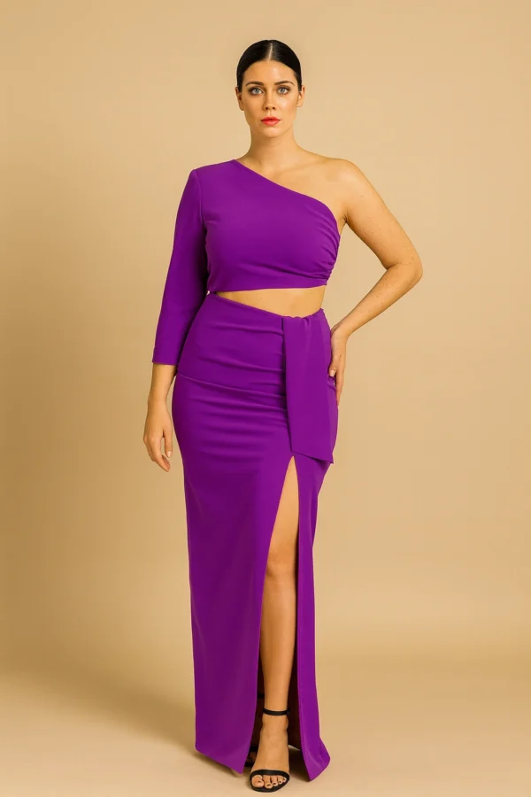 Vestido de fiesta largo de dos piezas morado