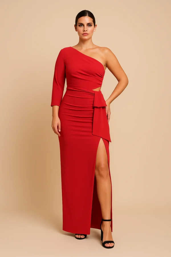 Vestido de fiesta largo de dos piezas rojo
