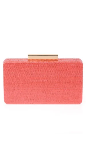 Ylma modas vestidos de fiesta, novia y comunión Clutch de rafia coral con cierre dorado