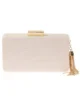 Bolso clutch de rafia metalizada perlada con borla Bolso clutch de rafia metalizada perlada con borla