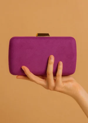 Bolso clutch de antelina violeta