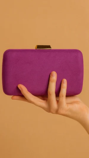 Bolso clutch de antelina violeta