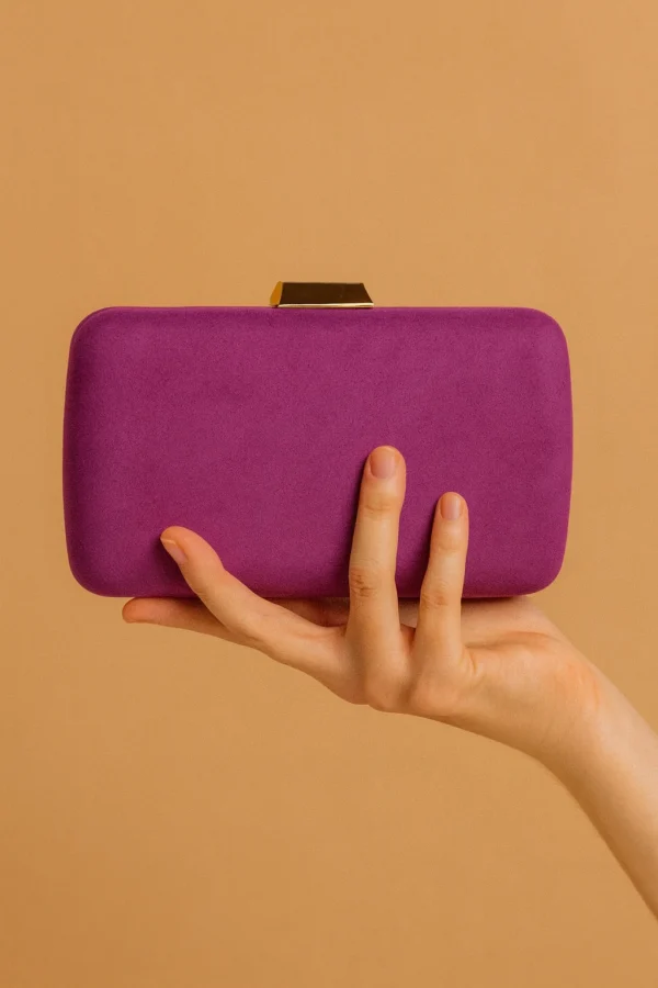 Bolso clutch de antelina violeta