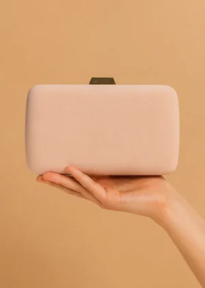 Bolso clutch de antelina rosa palo