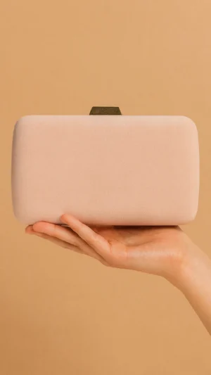 Bolso clutch de antelina rosa palo