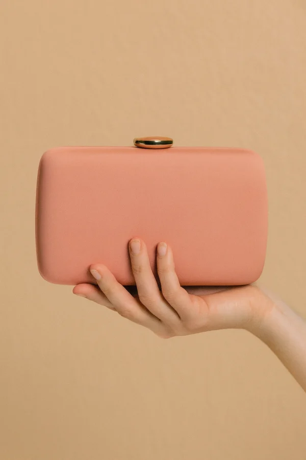 Bolso clutch de tela nude