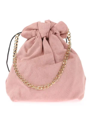 Bolso bombonera antelina rosa palo oscuro