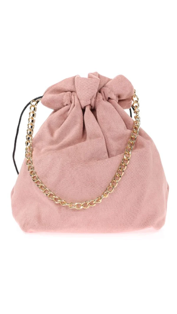 Bolso bombonera antelina rosa palo oscuro