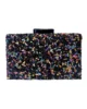 Bolso clutch de fiesta rectangular con piedras negro