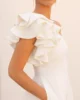 Vestido midi asimétrico con tablas blanco