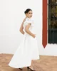 Vestido midi asimétrico con tablas blanco