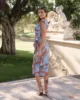 Vestido midi drapeado sin mangas estampado