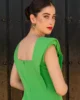 Vestido de fiesta verde con escote cuadrado