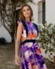 Vestido midi estampado con falda de vuelo y espalda abierta