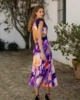 Vestido midi estampado con falda de vuelo y espalda abierta