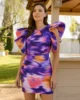 Vestido corto estampado de acuarela con volantes