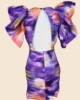 Vestido corto estampado de acuarela con volantes