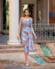 Vestido midi estampado con tirante de gasa