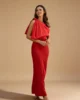Vestido rojo largo asimétrico con lazo grande Vestido rojo largo asimétrico con lazo grande