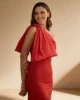 Vestido rojo largo asimétrico con lazo grande Vestido rojo largo asimétrico con lazo grande
