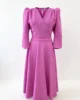 Vestido midi de vuelo con manga francesa malva Vestido midi de vuelo con manga francesa malva