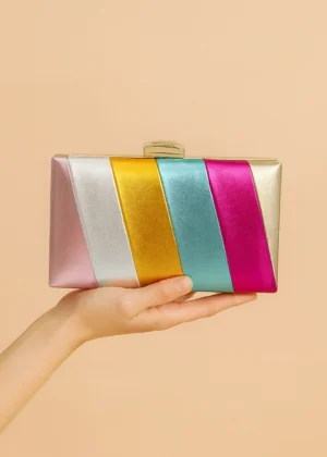 Bolso clutch de fiesta con rayas diagonales