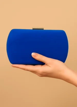 Bolso clutch de fiesta antelina azul tinta