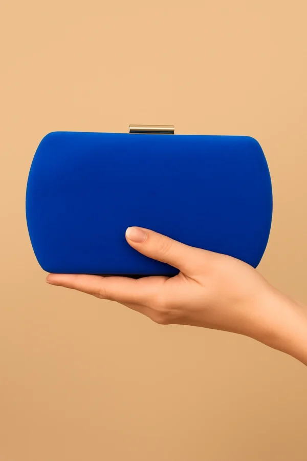 Bolso clutch de fiesta antelina azul tinta